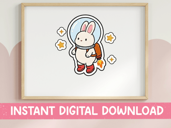 Astronaut Bunny Sticker SVG: Graphics for Playful T-Shirt Designs