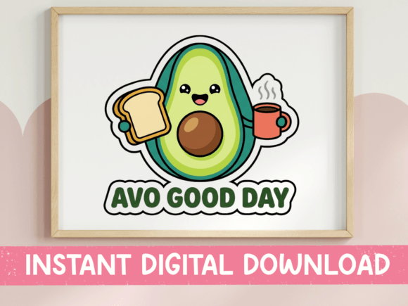 Avo Good Day Kawaii Avocado Sticker