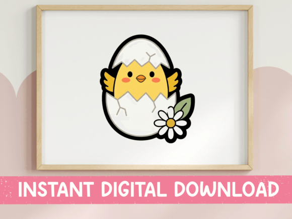 Baby Chick Hatching from Egg Sticker Graphics