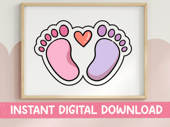 Baby Feet Heart Sticker SVG