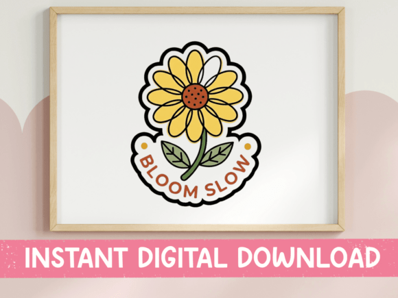 Bloom Slow Sunflower Sticker Design Graphics