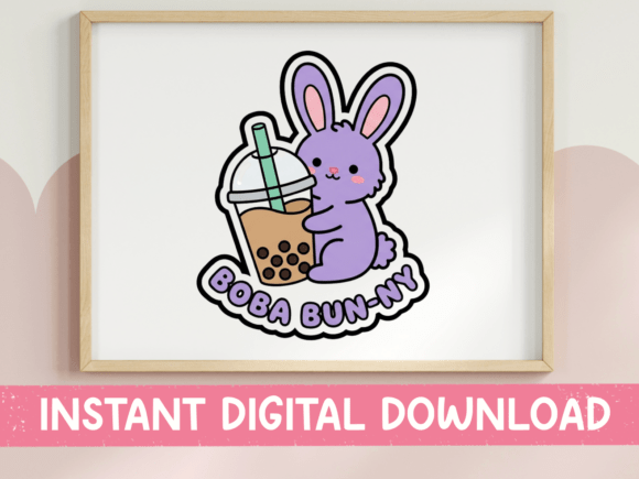Boba Bun-ny Kawaii Bunny Sticker Graphics
