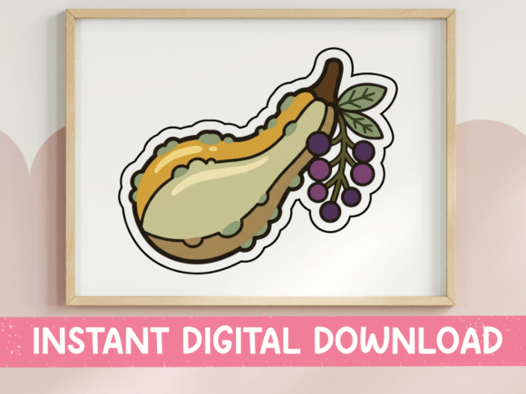 Butternut Squash and Grapes Sticker: Graphics for T-Shirt Designs