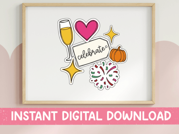 Celebrate Sticker Bundle SVG: Graphics for T-Shirt Designs