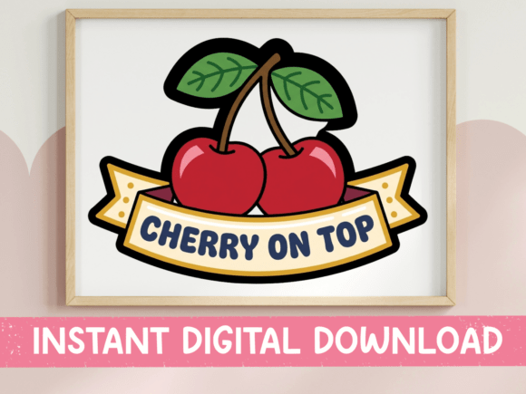 Cherry on Top Kawaii Cherry Sticker: Graphics for T-Shirt Designs