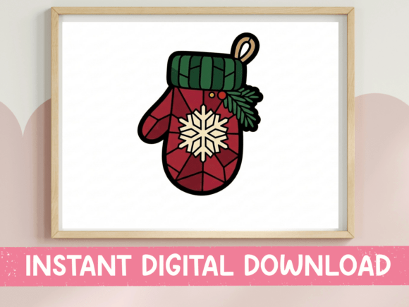 Christmas Mitten Stained Glass Sticker: Graphics for T-Shirt Designs