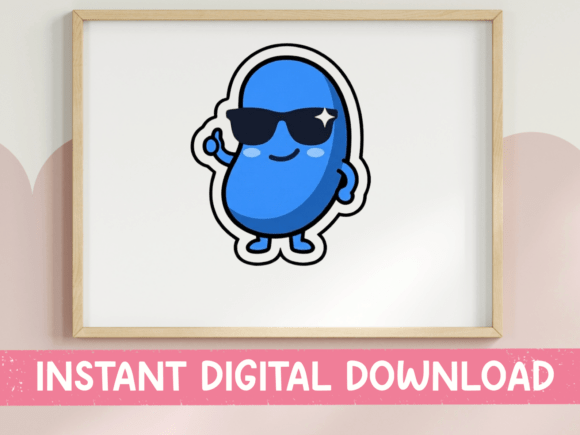Cool Sunglasses Kawaii Bean Sticker Graphics