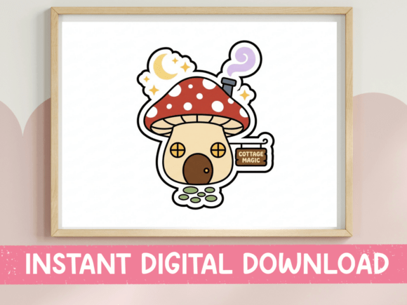 Cottage Magic Mushroom House Sticker Graphics