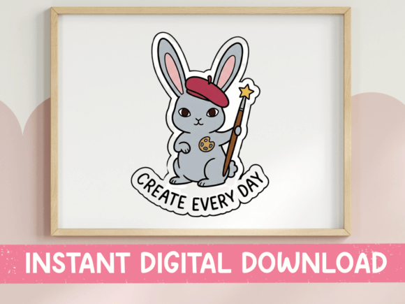 Create Every Day Bunny Artist Sticker Graphics