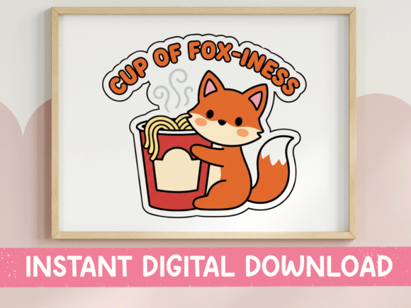 Cup of Fox-iness Ramen Fox Sticker Graphics