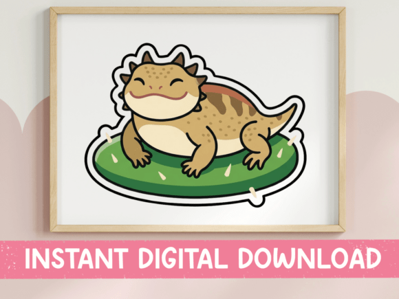Cute Horned Lizard Sticker Design: Graphics for T-Shirt Designs & More
