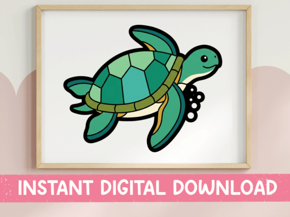 Cute Sea Turtle Kawaii Beach Sticker Graphics