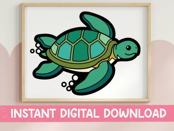 Cute Sea Turtle Sticker Design: Graphics for T-Shirt Designs