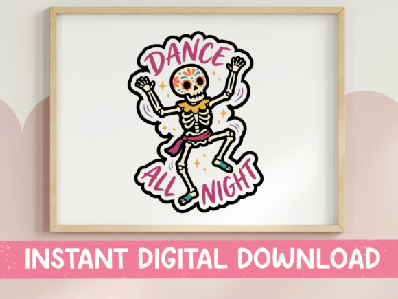 Dance All Night Skeleton Sticker Graphics
