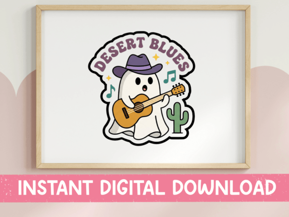 Desert Blues Cowboy Ghost Guitar Sticker