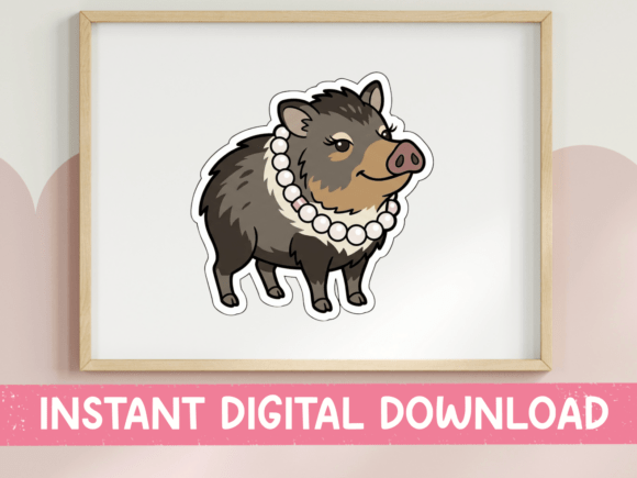 Fancy Boar with Pearl Necklace Graphics for T-Shirt Designs