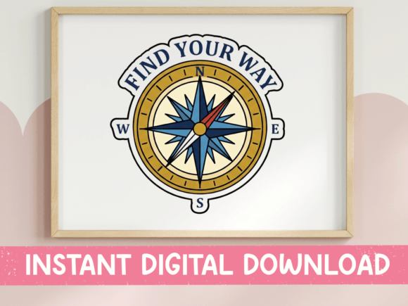 Find Your Way Compass Sticker Design
