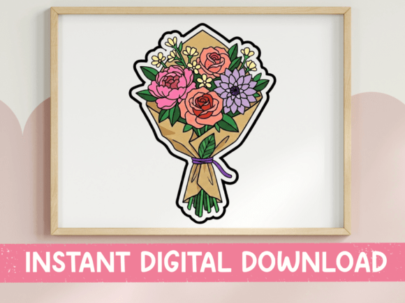 Flower Bouquet Sticker SVG: Graphics for T-Shirt Designs & Editorial Use