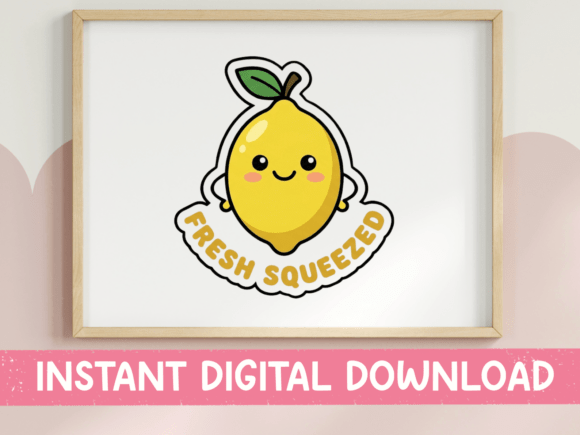 Fresh Squeezed Kawaii Lemon Sticker: Graphics for T-Shirt Designs