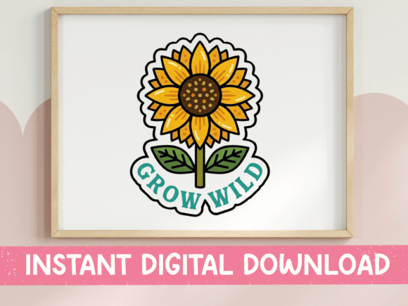 Grow Wild Sunflower Sticker Design