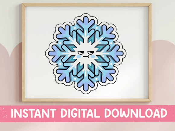 Grumpy Snowflake Character Sticker: Graphics for T-Shirt Designs