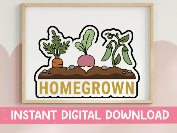 Homegrown Vegetable Garden Sticker Graphics for T-Shirt Designs