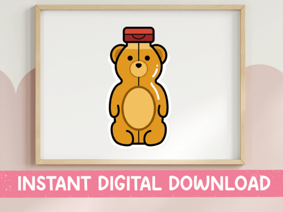 Honey Bear Bottle Sticker Design Graphics