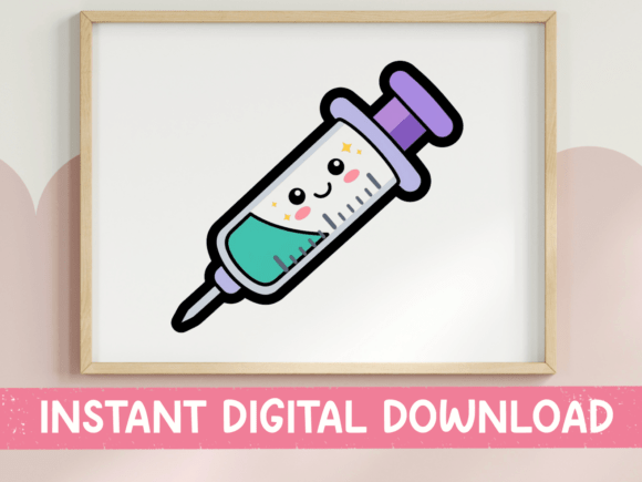 Kawaii Happy Syringe Sticker Graphics