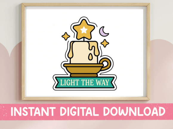Light the Way Candle Star Sticker Graphics for T-Shirt Designs