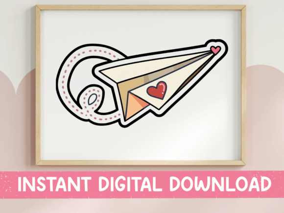 Love Note Paper Airplane Sticker: Graphics for T-Shirt Designs