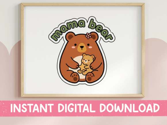 Mama Bear Hugging Cub Sticker Design: Graphics for T-Shirt Designs