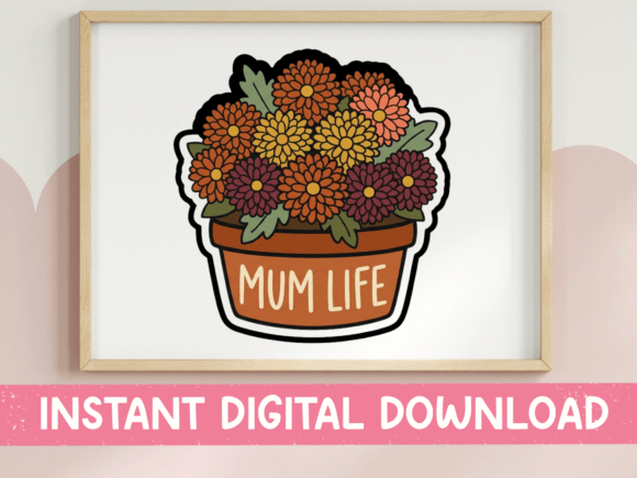 Mum Life Flower Pot Sticker