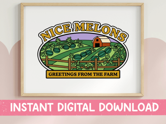 Nice Melons Farm Greeting Sticker Design: Graphics for T-Shirt Designs