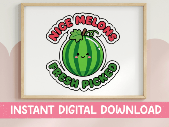 Nice Melons Kawaii Sticker: Graphics & T-Shirt Designs