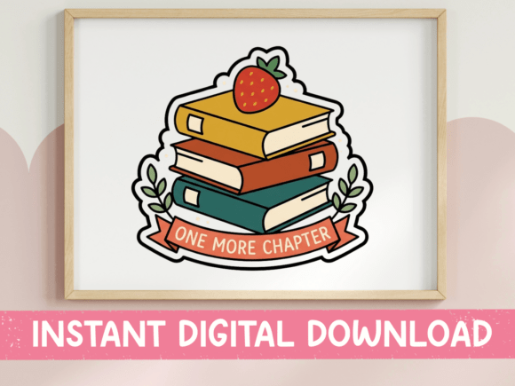 One More Chapter Book Stack Sticker: Graphics for T-Shirt Designs