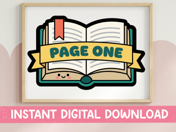 Page One Kawaii Open Book Sticker: Graphics for T-Shirt Designs