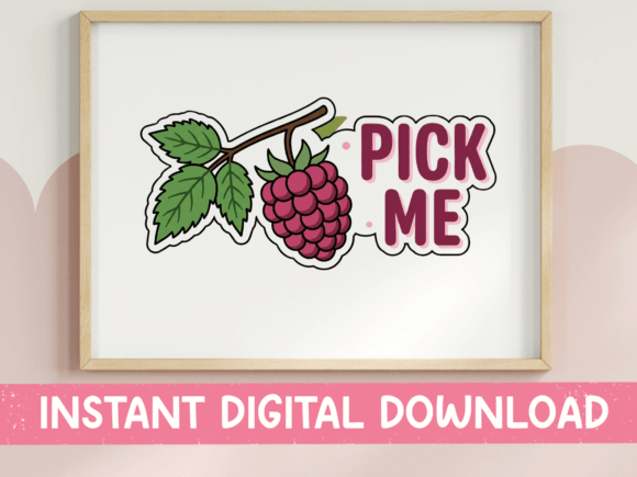 Pick Me Raspberry Fruit Sticker Graphics for T-Shirt Designs
