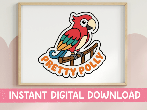 Pretty Polly Parrot Sticker Design: Graphics for T-Shirt Designs