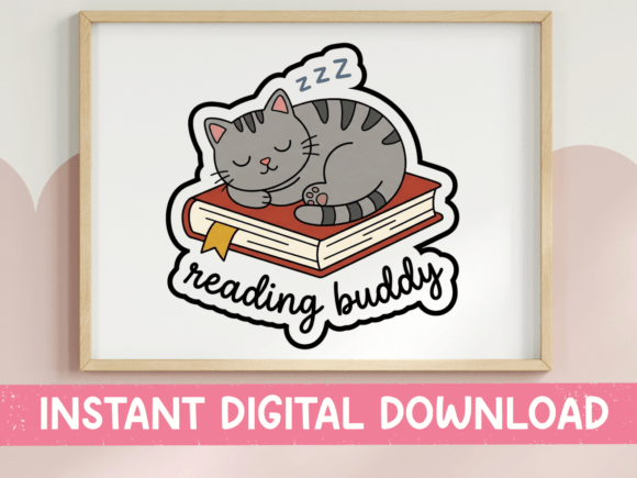 Reading Buddy Sleeping Cat Sticker