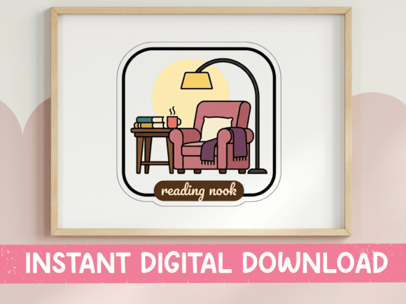 Reading Nook Cozy Chair Sticker: Graphics for T-Shirt Designs & Branding