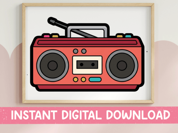 Retro Boombox Cassette Player Sticker