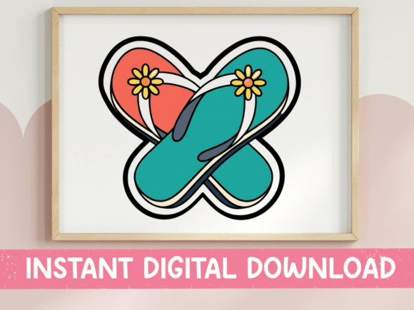 Retro Flip Flops Summer Sticker Graphics