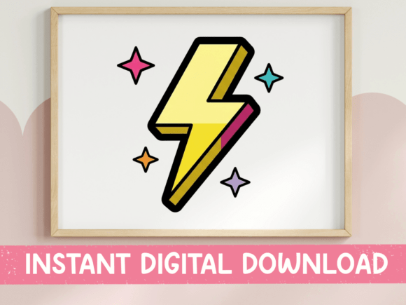 Sparkle Lightning Bolt Sticker Design: Graphics for Bold T-Shirt Designs