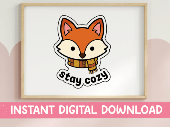 Stay Cozy Cute Fox Sticker: Graphics for T-Shirt Designs & Beyond