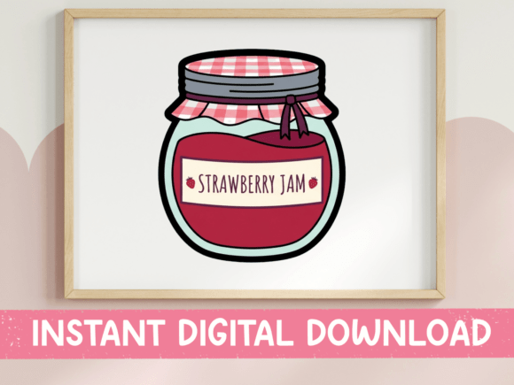 Strawberry Jam Jar Sticker Design: Graphics for T-Shirt Designs
