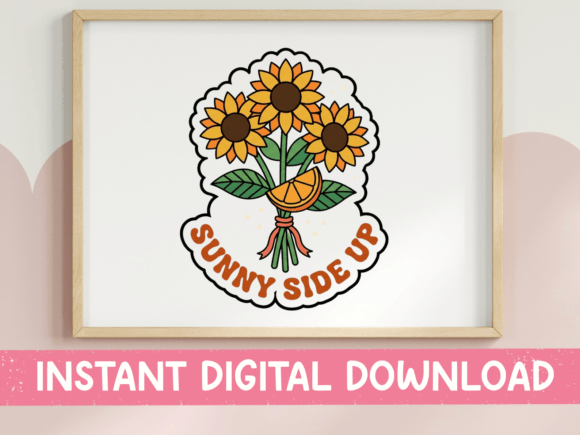 Sunny Side Up Sunflower Bouquet Sticker: Graphics for T-Shirt Designs