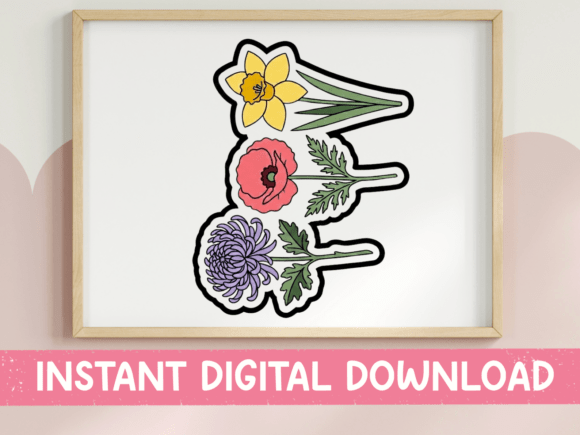 Three Birth Month Flowers Sticker Set: Graphics for T-Shirt Designs