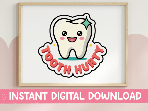 Tooth Hurty Kawaii Dental Sticker: Graphics for T-Shirt Designs