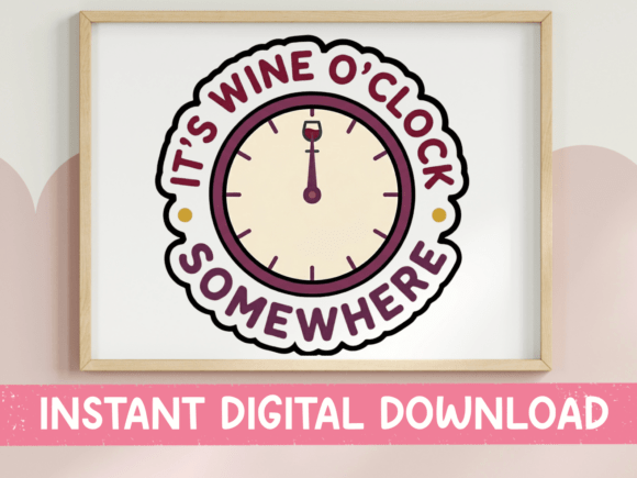 Wine O Clock Funny Clock Sticker Design