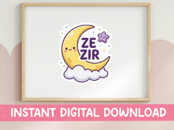 Ze Zir Moon Pronoun Sticker SVG: Graphics for T-Shirt Designs